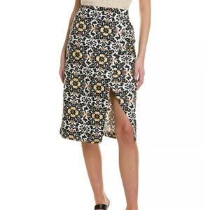 Boden Asymmetrical Skirt in Black and Yellow Floral